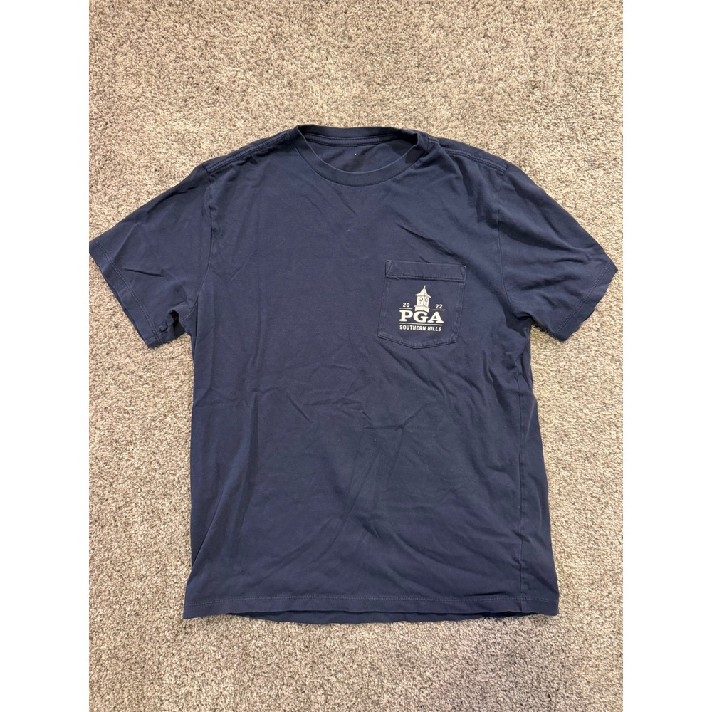 Vineyard Vines T-Shirt Mens Small Blue 2022 PGA Southern Hills Pocket Cotton Tee